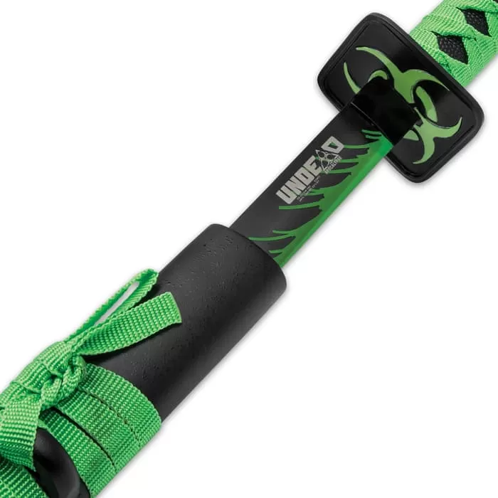 Zombie Hunter Green Katana And Scabbard - Carbon Steel Blade, Wooden Handle, Metal Tsuba - Length 40 1/2β - Image 5