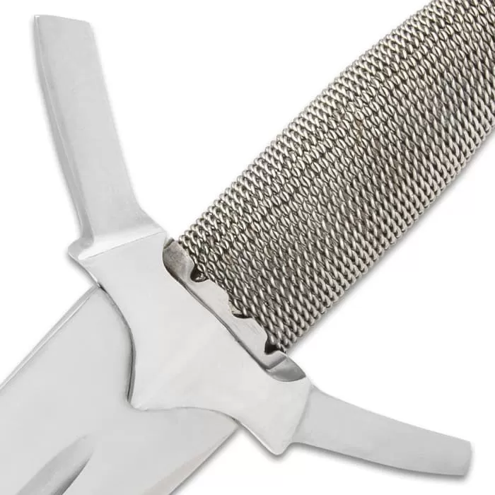 Legends In Steel Castle Sword With Scabbard - Stainless Steel Blade, Wire-Wrapped Handle, Stainless Steel Guard And Pommel - Image 5