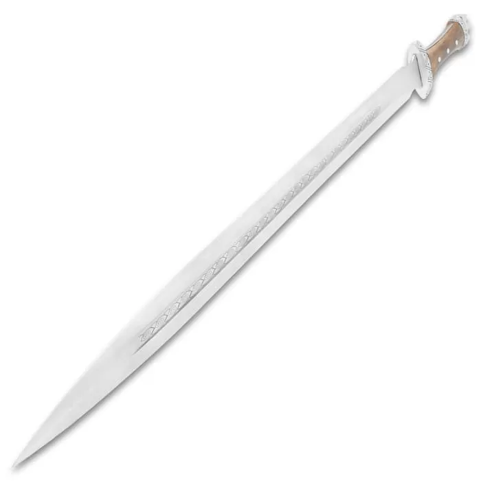 Legends In Steel Viking Warrior Sword And Scabbard - Carbon Steel Blade, Wooden Handle - Length 38 1/2" - Image 5