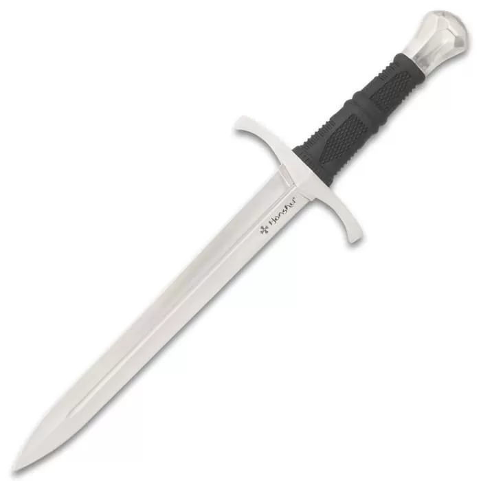 Honshu Crusader Quillon Dagger With Sheath - 1060 Carbon Steel Blade, Injection-Molded TPR Handle, Cast Steel Pommel - Length 18 5/8β - Image 6