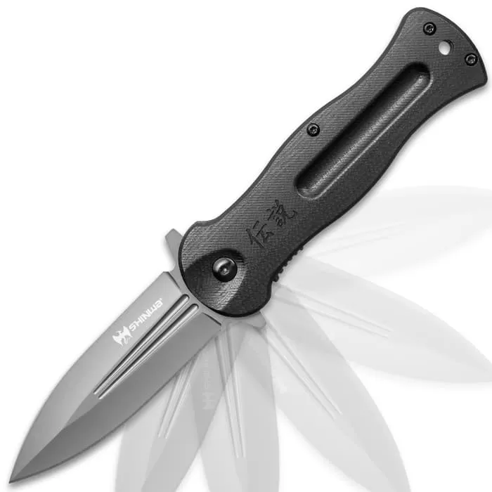 Shinwa Ganjo Black G10 Pocket Knife - 3Cr13 Stainless Steel Blade, Black G10 Handle Scales, Ball Bearing, Pocket Clip - Image 6