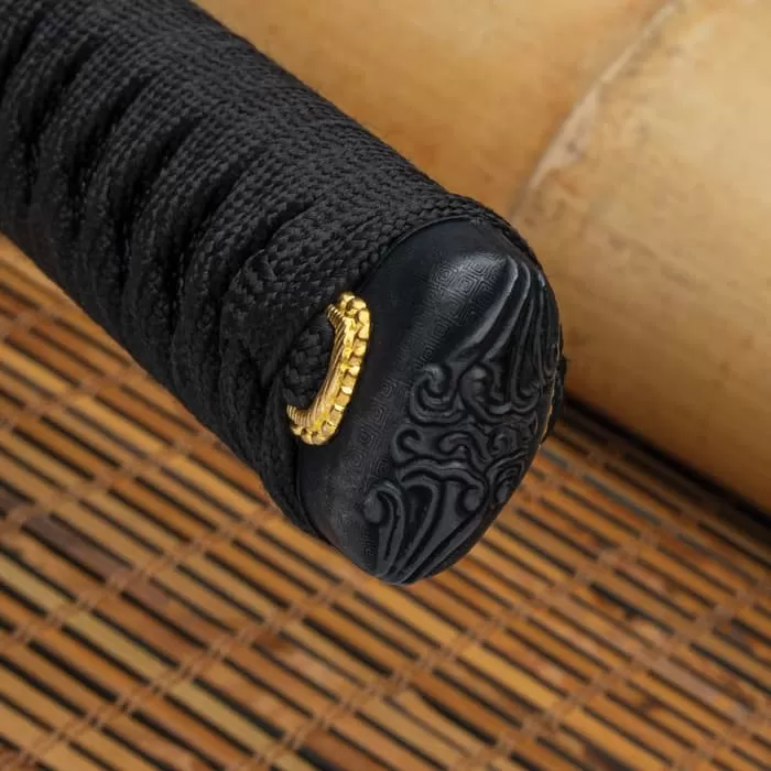 Shinwa Black Knight Handmade Katana / Samurai Sword - Hand Forged Black Damascus Steel - Razor Sharp, Full Tang - Fully Functional, Battle Ready, Ninja Sleek - Faux Ray Skin, Cord Wrap, Dragon Tsuba - Image 7