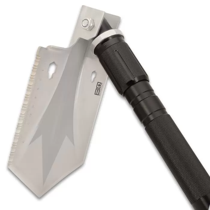 BugOut Small Multi-Function Folding Entrenchment Tool - Shovel, Saw, Screw Drivers, Cord Cutter, Bottle Opener, Compass - Image 8