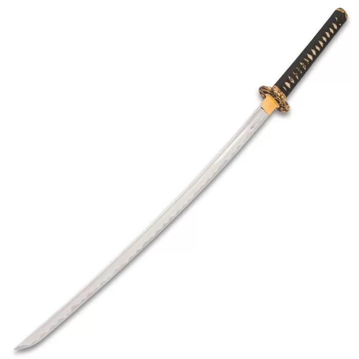 Shinwa Dragon Lair Katana With Scabbard - 1060 Carbon Steel Blade, Genuine Ray Skin, Brass Habaki, Brass Handguard - Length 41β - Image 8
